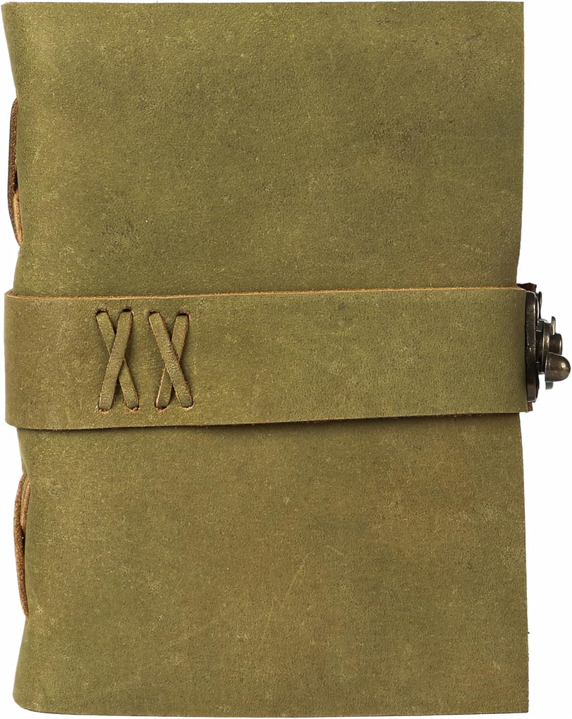 Vintage Leather Journal, Handmade Buffalo Deckle Edge Paper, C-Lock Closure